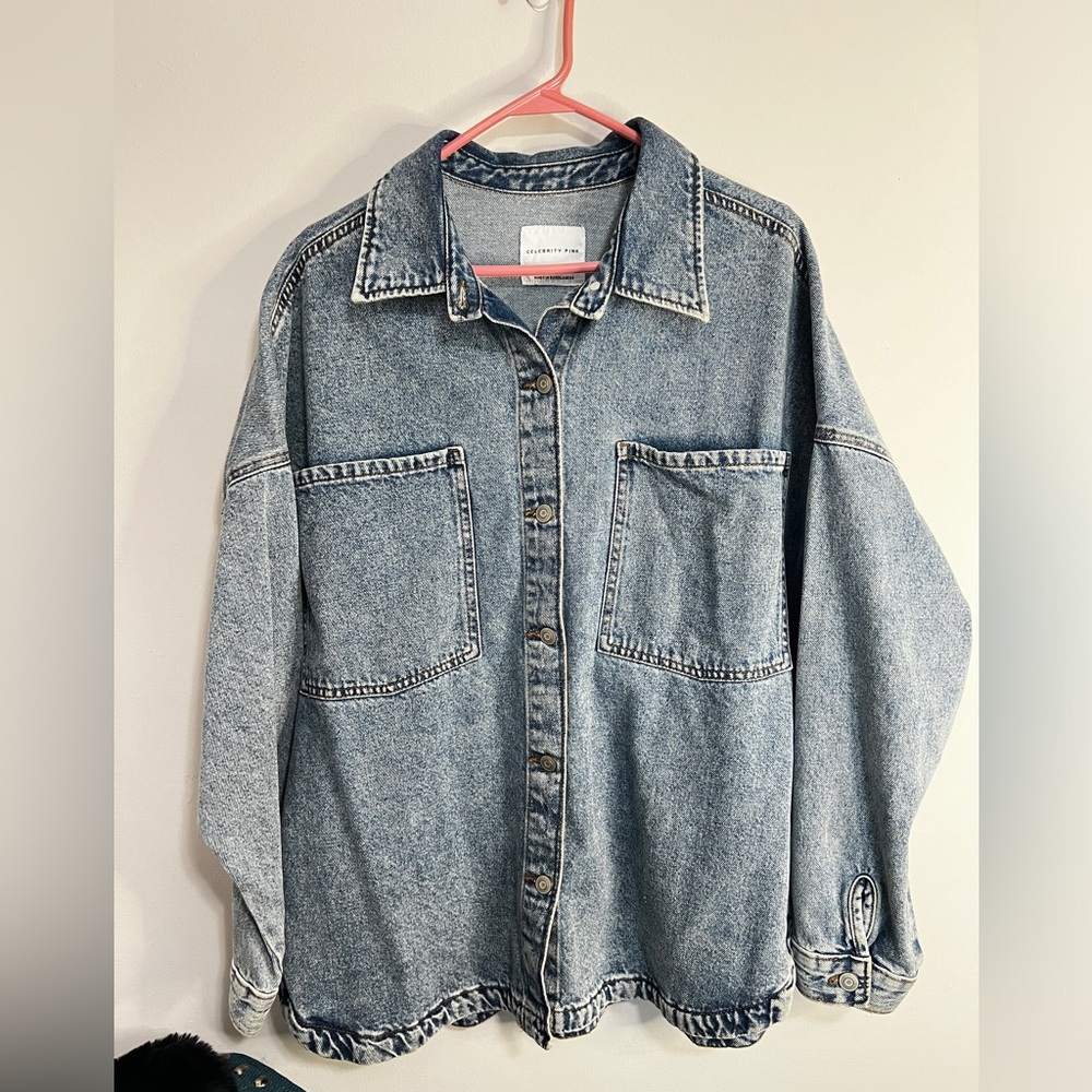 Celebrity Pink Oversized Denim Jacket Women's Size XL